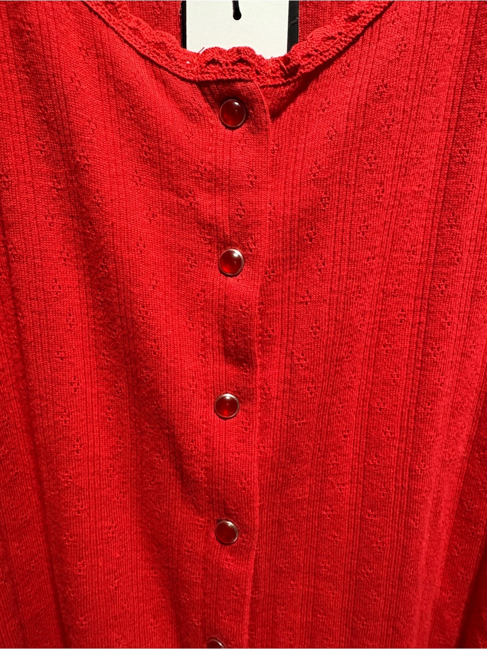 NWT Truth by Republic Red Pointelle Knit Button Front Top 1X Plus Size Cotton